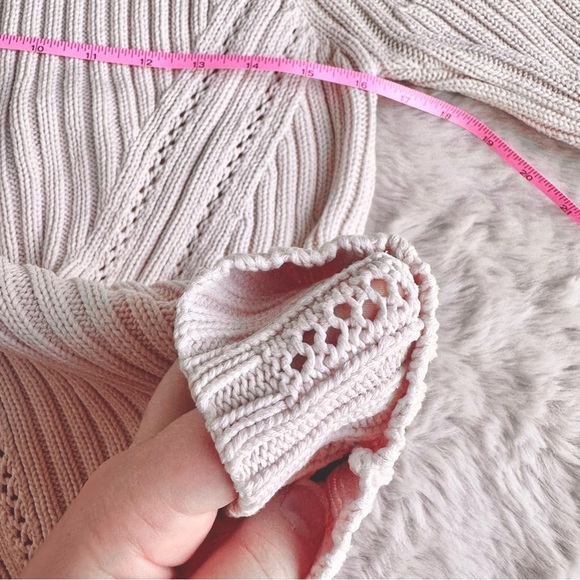 Vintage Tribal Baby Pink Coquette Knit Crocheted Mock Neck Sweater - Picture 3 of 6